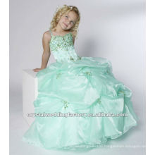 Free shipping beaded appliqued ruched ball gown mint custom-made girls pageant dresses CWFaf4879